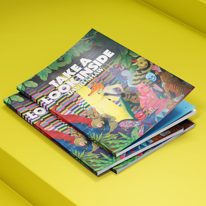 Colorful book or magazine with a vibrant jungle-themed cover titled ’Unforgettable Memories’.